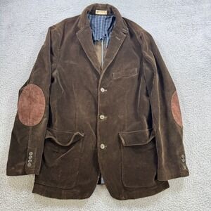J Crew Corduroy Blazer Brown Elbow Patch Men's Size M 3 Button Preppy